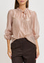Blusa con rouches e lacci al collo - AVORIO