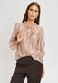 Blusa con rouches e lacci al collo - AVORIO