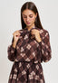 Blusa con stampa tartan - MARRONE/BEIGE