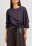 Blusa a quadri con pennello - TABACCO/BLU