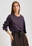Blusa a quadri con pennello - TABACCO/BLU