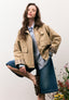 Giubbino corto con collo a contrasto - BEIGE