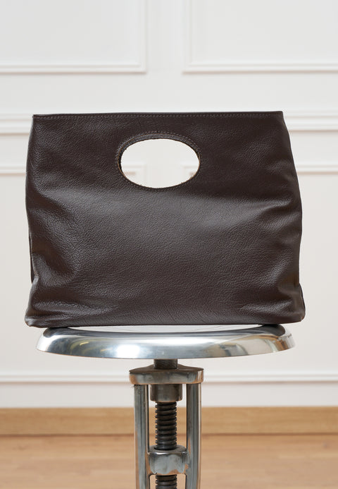 Borsa con oblò in vera pelle