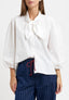 Camicia in popeline con collo foulard - BIANCO