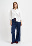 Camicia in popeline con collo foulard - BIANCO