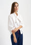 Camicia in popeline con collo foulard - BIANCO
