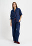 Camicia a quadri con rouches tasche - BLU