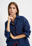 Camicia a quadri con rouches tasche - BLU