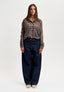 Camicia a quadri spalla scesa - MARRONE