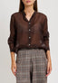Camicia coreana in tencel - MARRONE