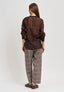 Camicia coreana in tencel - MARRONE