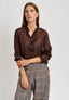 Camicia coreana in tencel - MARRONE