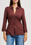 Camicia maniche a tre quarti - MARRONE