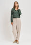 Camicia con colletto in fantasia geometrica - VERDE