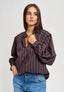 Camicia coreana gessata - MARRONE