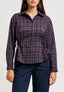 Camicia a quadri con lacci fianchi - TABACCO/BLU