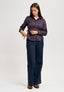 Camicia a quadri con lacci fianchi - TABACCO/BLU