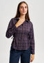 Camicia a quadri con lacci fianchi - TABACCO/BLU