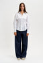 Camicia in cotone con vita aderente - BIANCO