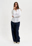 Camicia in cotone con vita aderente - BIANCO