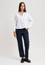 Camicia con scollo a V e spacchetti - BIANCO