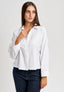 Camicia con scollo a V e spacchetti - BIANCO