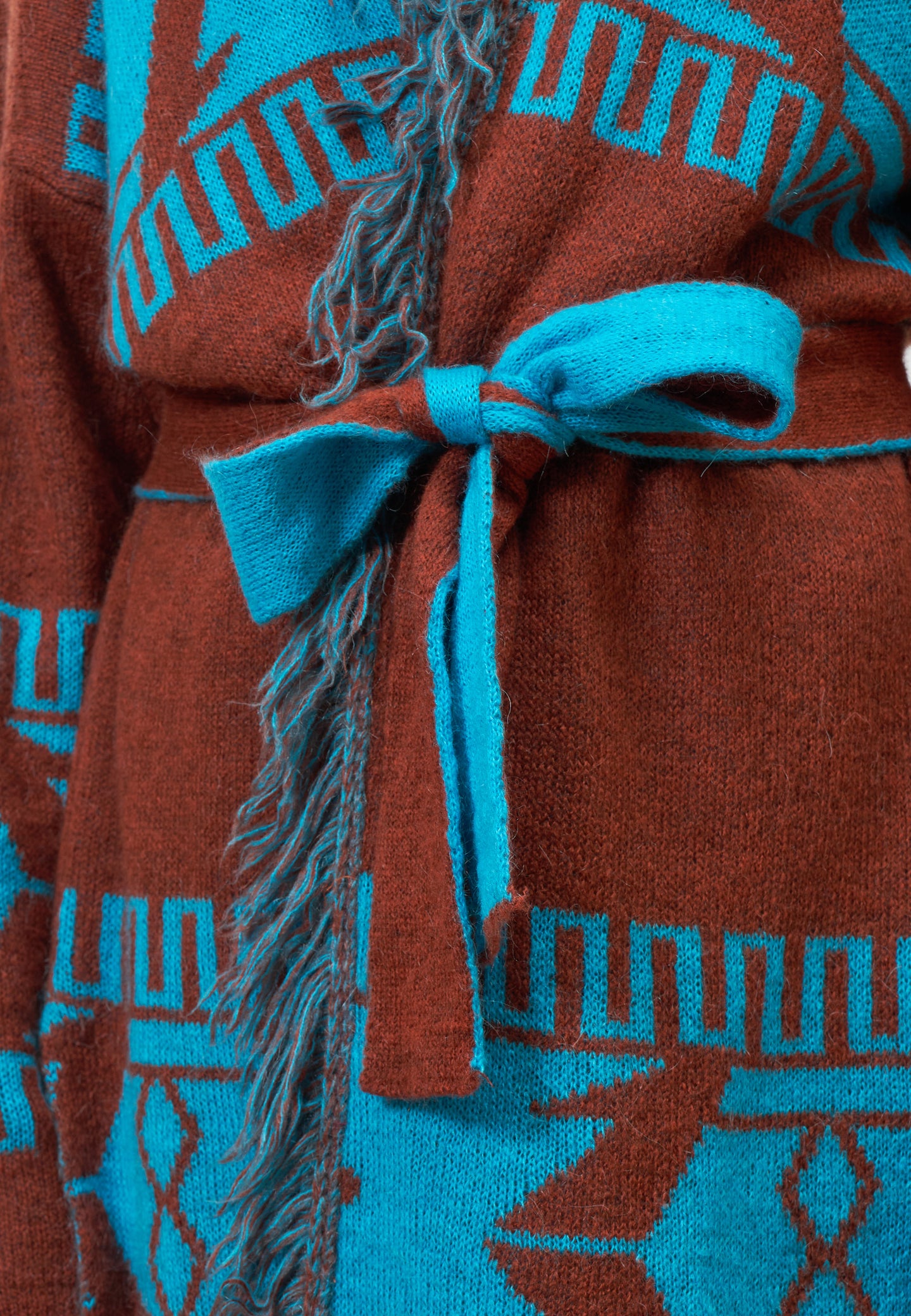 Cappotto jacquard con cintura