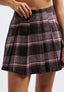 Short pleated skirt with large plaid pattern - TOBACCO/POWDER PINK