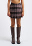 Short pleated skirt with large plaid pattern - TOBACCO/POWDER PINK