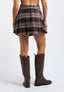 Short pleated skirt with large plaid pattern - TOBACCO/POWDER PINK