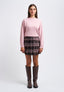 Short pleated skirt with large plaid pattern - TOBACCO/POWDER PINK