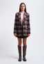 Short pleated skirt with large plaid pattern - TOBACCO/POWDER PINK