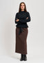 Gonna midi jacquard spinato - MARRONE