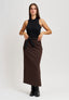 Gonna midi jacquard spinato - MARRONE