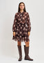 Gonna corta a balze con stampa tartan - MARRONE/BEIGE