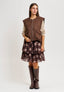 Gonna corta a balze con stampa tartan - MARRONE/BEIGE