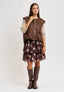 Gonna corta a balze con stampa tartan - MARRONE/BEIGE