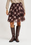 Gonna corta a balze con stampa tartan - MARRONE/BEIGE