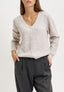 Cardigan a costine con scollo a v - AVORIO