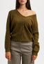 Cardigan a costine con scollo a v - NOCCIOLA