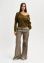 Cardigan a costine con scollo a v - NOCCIOLA