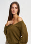 Cardigan a costine con scollo a v - NOCCIOLA