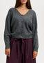 Cardigan a costine con scollo a v - GRIGIO SCURO