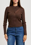 Cardigan a costine con lurex - MARRONE
