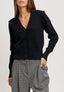 Cardigan con scollo a v e bottoni - NERO