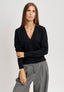 Cardigan con scollo a v e bottoni - NERO