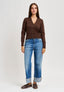 Cardigan con scollo a v e bottoni - MARRONE
