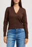 Cardigan con scollo a v e bottoni - MARRONE