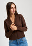 Cardigan con scollo a v e bottoni - MARRONE