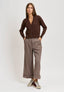 Cardigan con scollo a v e bottoni - MARRONE